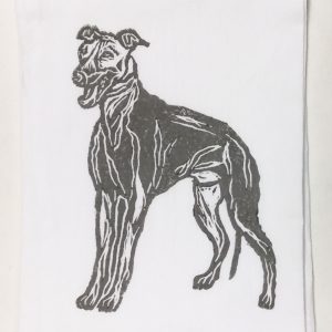 Greyhound on White Flour Sack Towel