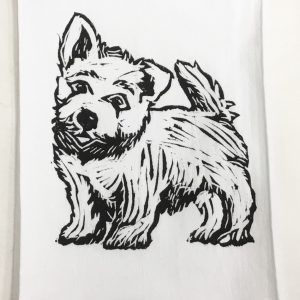 Westie on White Flour Sack Towel