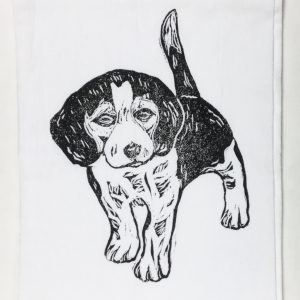 Beagle on White Flour Sack Towel
