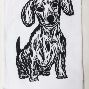 Dachshund on White Flour Sack Towel