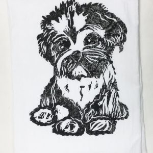 Maltipoo on White Flour Sack Towel