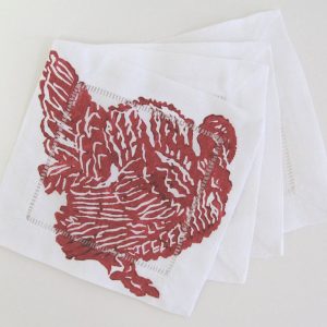 Turkey on White Linen Cocktail Napkins