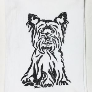 Yorkie on White Flour Sack Towel