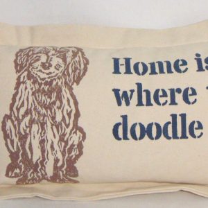Home is Where the Doodle is (Steel/Taupe) on Heavy Cotton Canvas