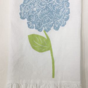 Hydrangea on Ruffled Linen Towel
