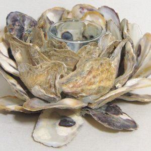 Oyster Shell Flower Votive Candle Holder
