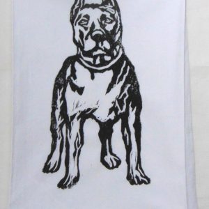 Pit Bull on White Flour Sack Towel