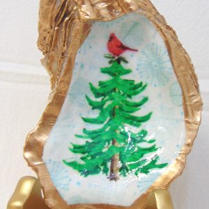 Tree With Cardinal Oyster Shell Jewelry Bowl