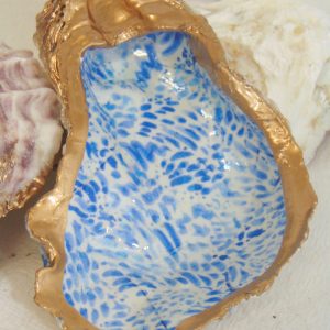 Summer Blues Oyster Shell Jewelry Bowl