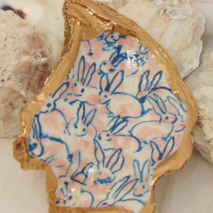 Bunnies Oyster Shell Jewelry Bowl