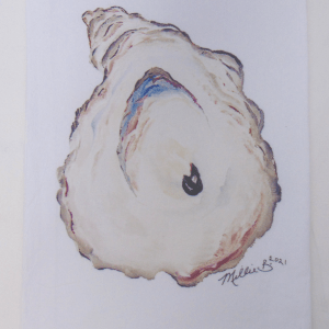 Limited Edition Oyster Shell Print on White Flour Sack Towel