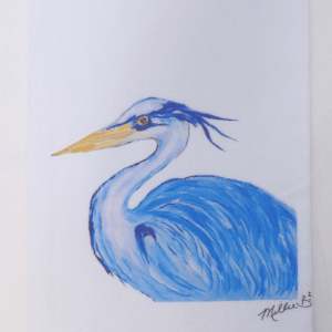 Limited Edition Blue Heron Print on White Flour Sack Towel