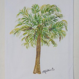 Alternative view of Limited Edition Watercolor Palm Tree Print White Flour Sack Napkins