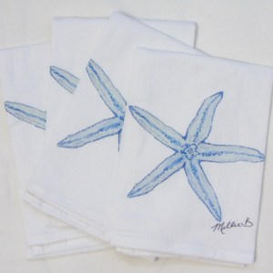 Alternative view of Limited Edition Watercolor Starfish Print White Flour Sack Towel
