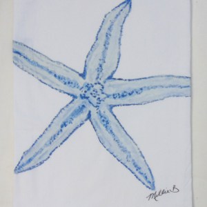 Limited Edition Watercolor Starfish Print White Flour Sack Towel