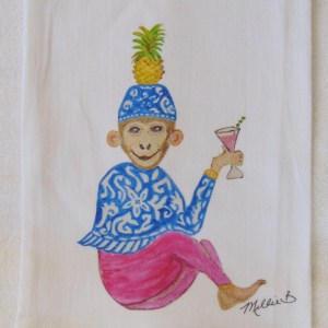 Limited Edition Watercolor Betty Anne Print White Flour Sack Towel