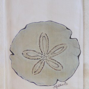 Limited Edition Watercolor Sand Dollar Print White Flour Sack Towel