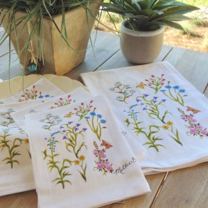 Alternative view of Limited Edition Watercolor Garden Party Print White Flour Sack Towel