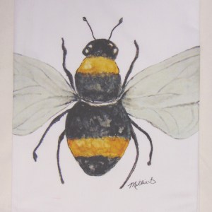 Limited Edition Watercolor Bee Print White Flour Sack Towel