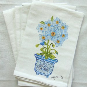 Alternative view of Limited Edition Watercolor Cloud Poppy Print White Flour Sack Towel