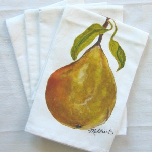 Alternative view of Limited Edition Watercolor Pear Print White Flour Sack Towel