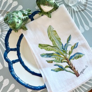 Alternative view of Limited Edition Watercolor Banana Tree Print White Flour Sack Towel
