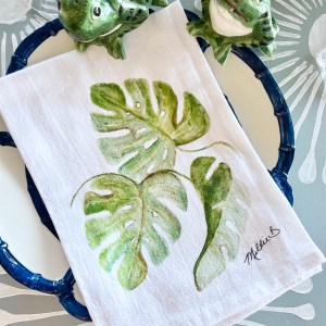 Alternative view of Limited Edition Watercolor Monstera Print White Flour Sack Towel
