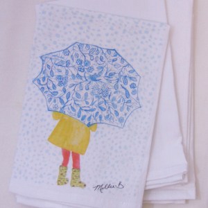 Limited Edition Watercolor She’s All That Print White Flour Sack Napkin