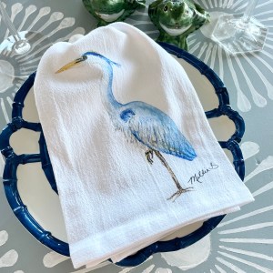 Alternative view of Limited Edition Print Ibis on White Flour Sack Napkin