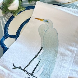 Alternative view of Limited Edition Print Egret on White Flour Sack Napkin