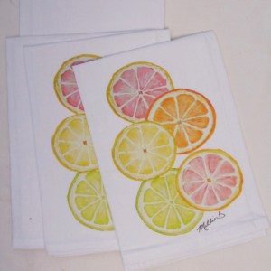 Alternative view of Limited Edition Watercolor Citrus  Print White Flour Sack Towel