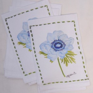 Alternative view of Limited Edition Watercolor Anemone Print White Flour Sack Towel