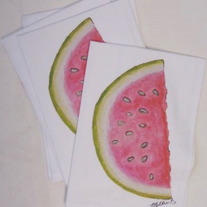 Alternative view of Limited Edition Watercolor Watermelon  Print White Flour Sack Towel