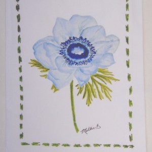 Limited Edition Watercolor Anemone Print White Flour Sack Towel