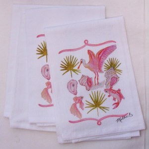 Alternative view of Limited Edition Watercolor Coral Coastal Life Print White Flour Sack Towel