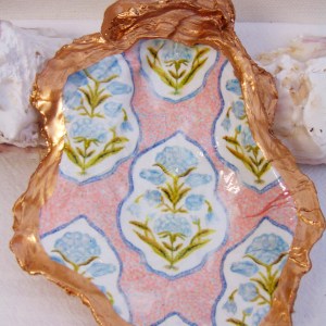 Alternative view of Watercolor Folly Poppy Blue Oyster Shell Jewelry Bowl