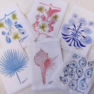 Alternative view of Limited Edition Watercolor Blue Palm Frond Print White Flour Sack Towel