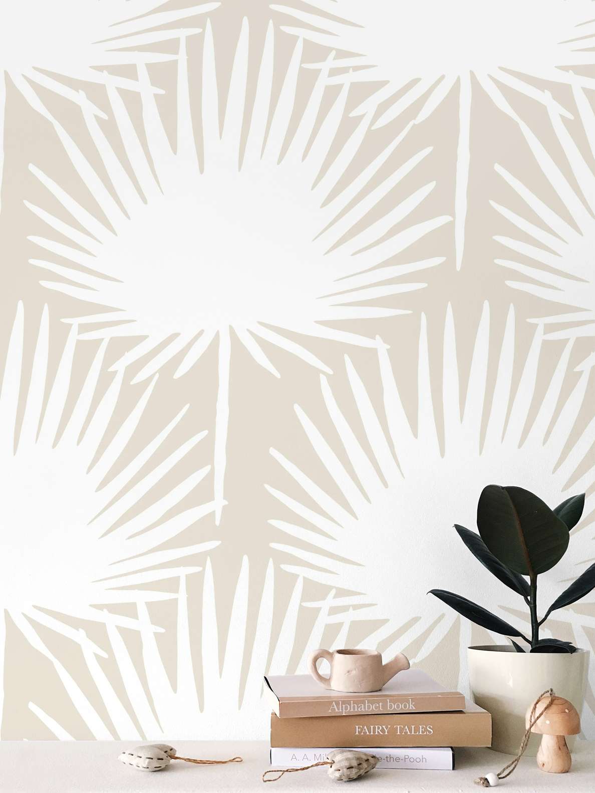 PALM FROND REVERSE BEIGE LG