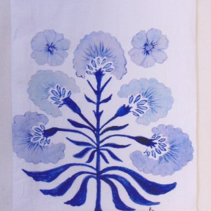 Limited Edition Watercolor Poppy Love Print White Flour Sack Towel