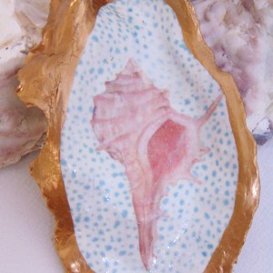 Watercolor Conch Shell Oyster Shell Jewelry Bowl