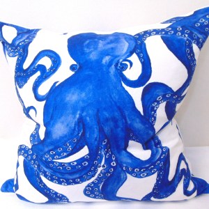 Limited Edition Octopus Blues Pillow Cover With Welt