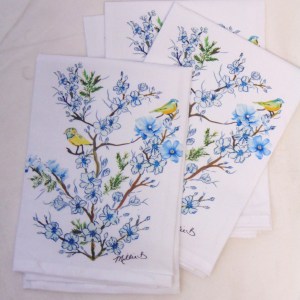 Alternative view of Limited Edition Battery Blossoms Blue Print White Flour Sack Towel
