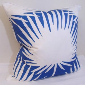 Alternative view of Limited Edition Palm Frond Reverse Denim Color Pillow Cover  With Welt