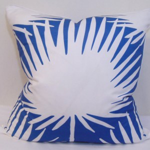 Limited Edition Palm Frond Reverse Denim Color Pillow Cover With Welt