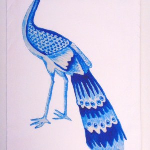 Alternative view of Limited Edition Watercolor Peacock White Flour Sack Napkins