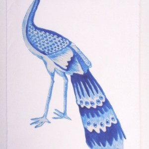 Limited Edition Peacock White Flour Sack Towel