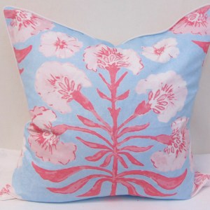 Limited Edition Poppy Love Pink/Blue Pillow Cover With Welt