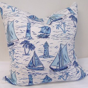 Limited Edition Sailboat Toile Pillow Cover With Welt