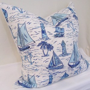 Alternative view of Limited Edition Sailboat Toile Pillow Cover With Welt