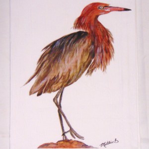 Limited Edition Reddish Egret White Flour Sack Towel